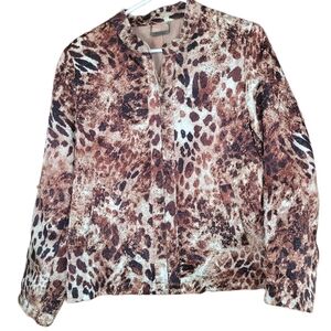 Tan jay Zippered Leopard Print Light Jacket M